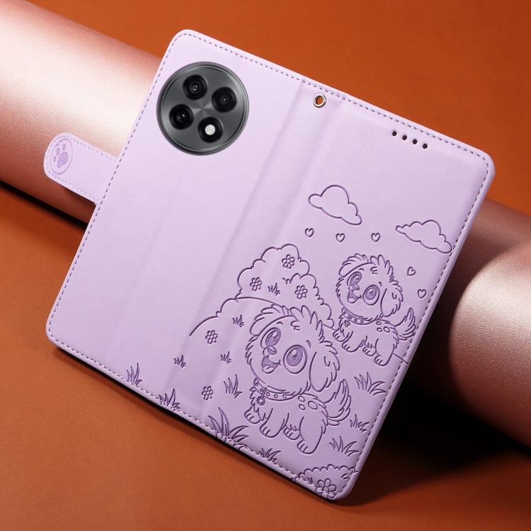 For OnePlus 13R / Ace 5 / 5 Pro Embossed Heart Dog RFID Blocking Wallet Leather Phone Case