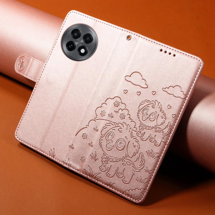 For OnePlus 13R / Ace 5 / 5 Pro Embossed Heart Dog RFID Blocking Wallet Leather Phone Case