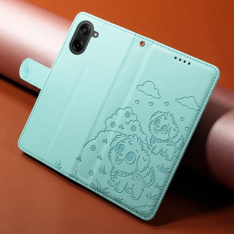For OnePlus Ace 5 Racing / Nord CE5 5G Embossed Heart Dog RFID Blocking Wallet Leather Phone Case
