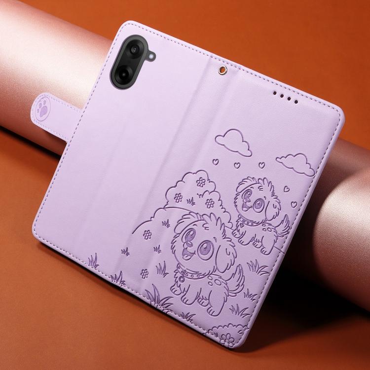 For OnePlus Ace 5 Racing / Nord CE5 5G Embossed Heart Dog RFID Blocking Wallet Leather Phone Case