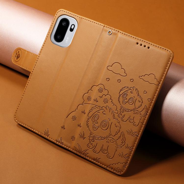 For OnePlus Ace 6 / 15R Embossed Heart Dog RFID Blocking Wallet Leather Phone Case