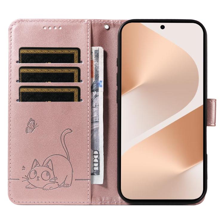 For Huawei Pura 80 5G Adorable Cat Embossed Pattern Flip Leather Phone Case