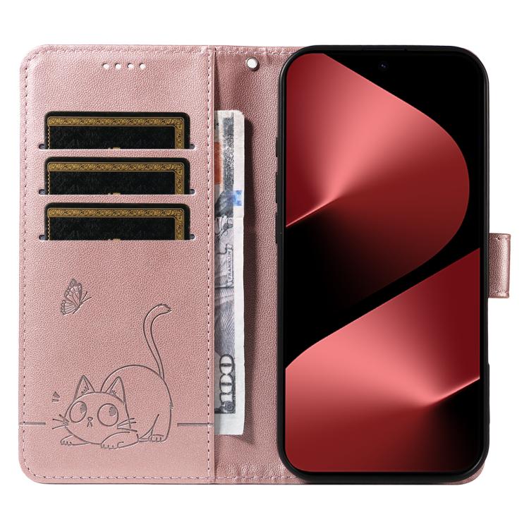For Huawei Pura 80 Pro 5G Adorable Cat Embossed Pattern Flip Leather Phone Case