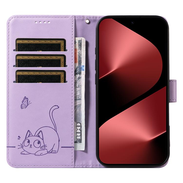 For Huawei Pura 80 Pro 5G Adorable Cat Embossed Pattern Flip Leather Phone Case