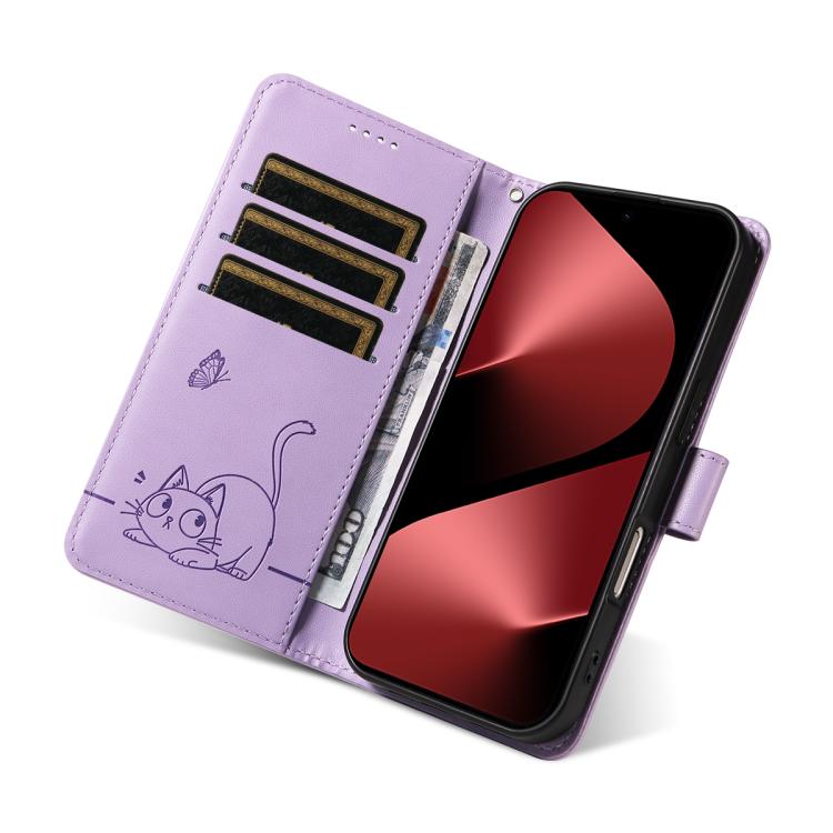 For Huawei Pura 80 Pro 5G Adorable Cat Embossed Pattern Flip Leather Phone Case
