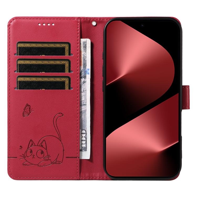 For Huawei Pura 80 Pro 5G Adorable Cat Embossed Pattern Flip Leather Phone Case