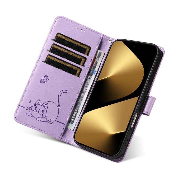 For Huawei Pura 80 Ultra 5G Adorable Cat Embossed Pattern Flip Leather Phone Case