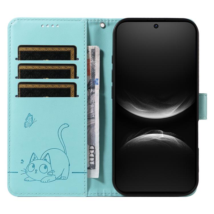 For Huawei Nova 14 / Nova 14 Lite Adorable Cat Embossed Pattern Flip Leather Phone Case