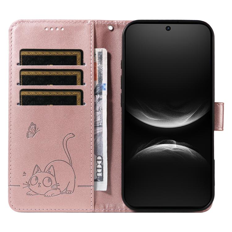 For Huawei Nova 14 / Nova 14 Lite Adorable Cat Embossed Pattern Flip Leather Phone Case