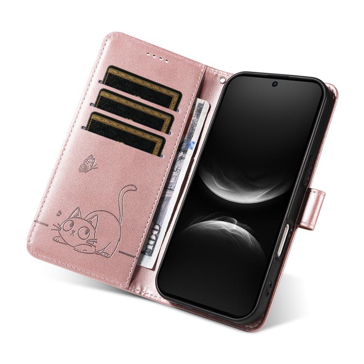 For Huawei Nova 14 / Nova 14 Lite Adorable Cat Embossed Pattern Flip Leather Phone Case