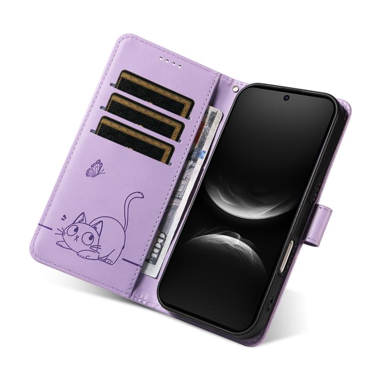 For Huawei Nova 14 / Nova 14 Lite Adorable Cat Embossed Pattern Flip Leather Phone Case