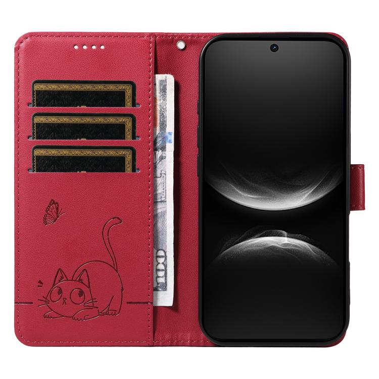 For Huawei Nova 14 / Nova 14 Lite Adorable Cat Embossed Pattern Flip Leather Phone Case