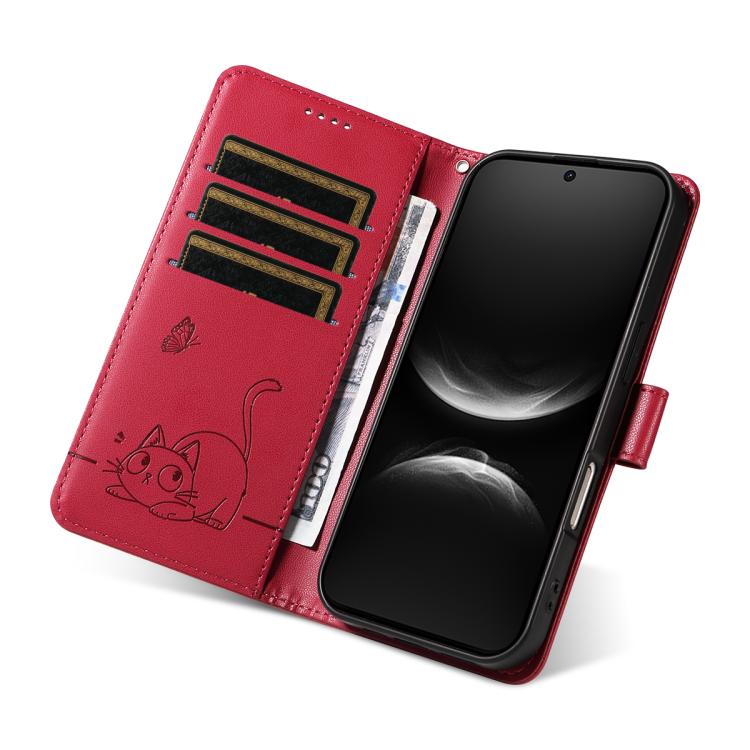For Huawei Nova 14 / Nova 14 Lite Adorable Cat Embossed Pattern Flip Leather Phone Case