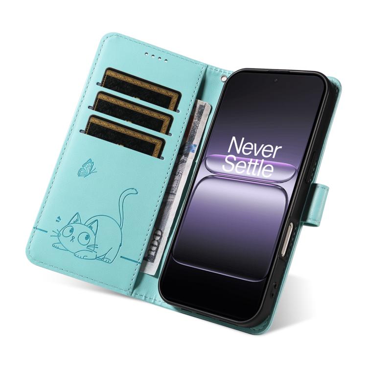 For OnePlus Ace 5 Ultra / Nord 5 Adorable Cat Embossed Pattern Flip Leather Phone Case