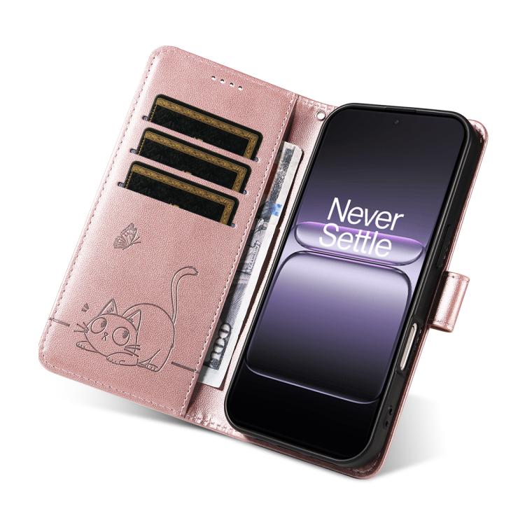 For OnePlus Ace 5 Ultra / Nord 5 Adorable Cat Embossed Pattern Flip Leather Phone Case