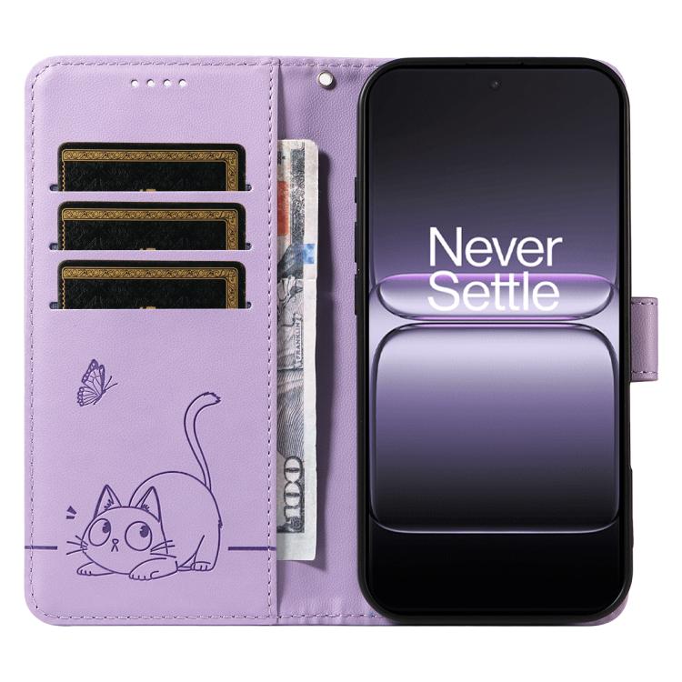 For OnePlus Ace 5 Ultra / Nord 5 Adorable Cat Embossed Pattern Flip Leather Phone Case
