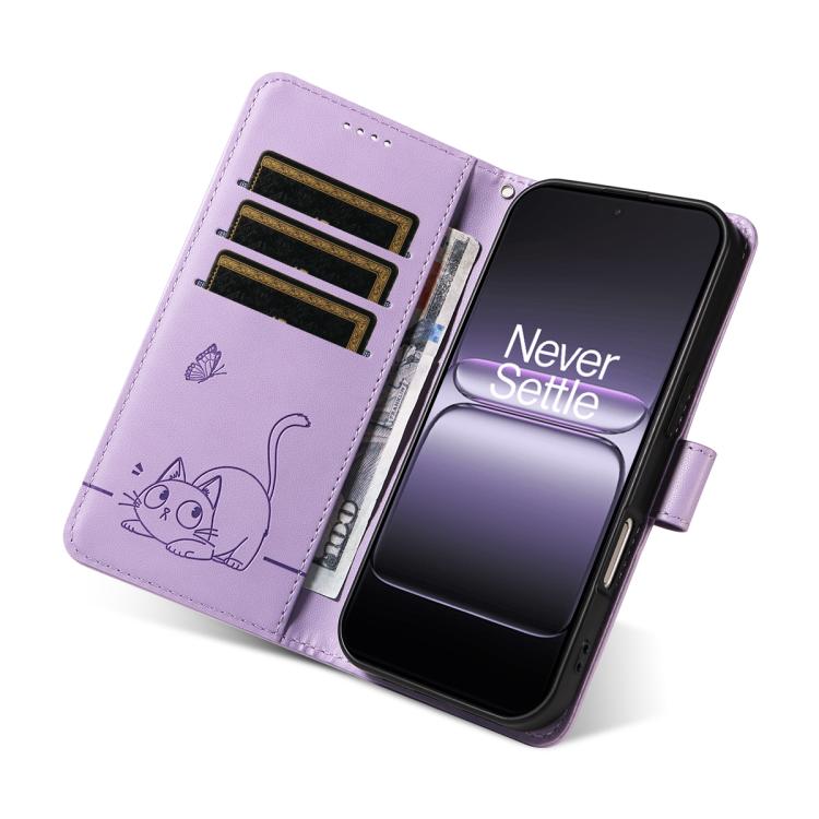 For OnePlus Ace 5 Ultra / Nord 5 Adorable Cat Embossed Pattern Flip Leather Phone Case