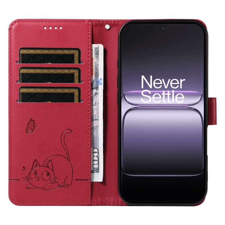 For OnePlus Ace 5 Ultra / Nord 5 Adorable Cat Embossed Pattern Flip Leather Phone Case