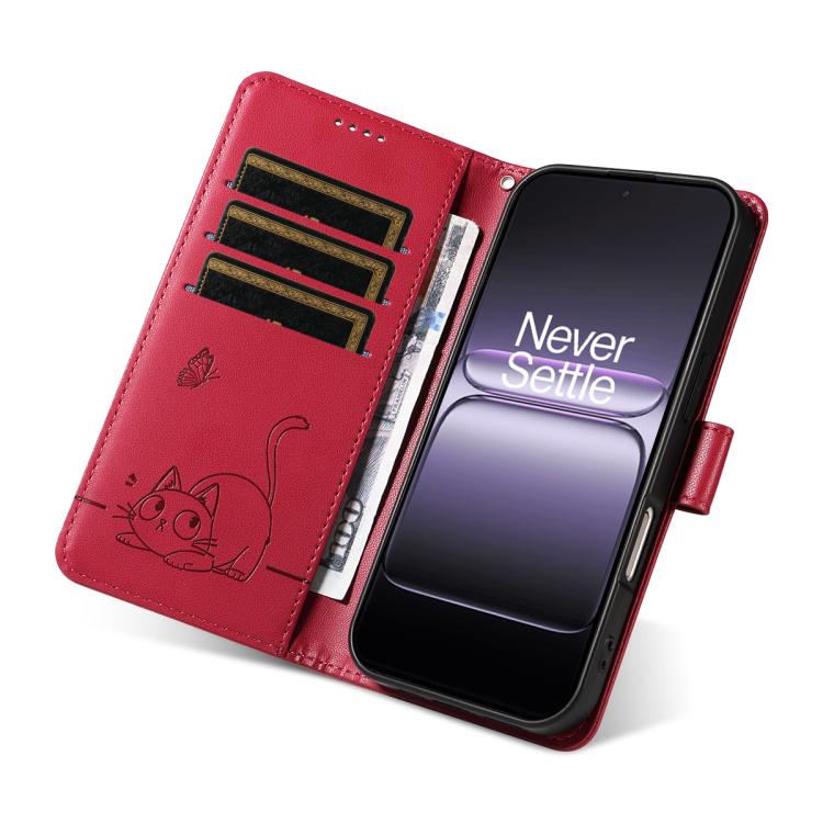 For OnePlus Ace 5 Ultra / Nord 5 Adorable Cat Embossed Pattern Flip Leather Phone Case