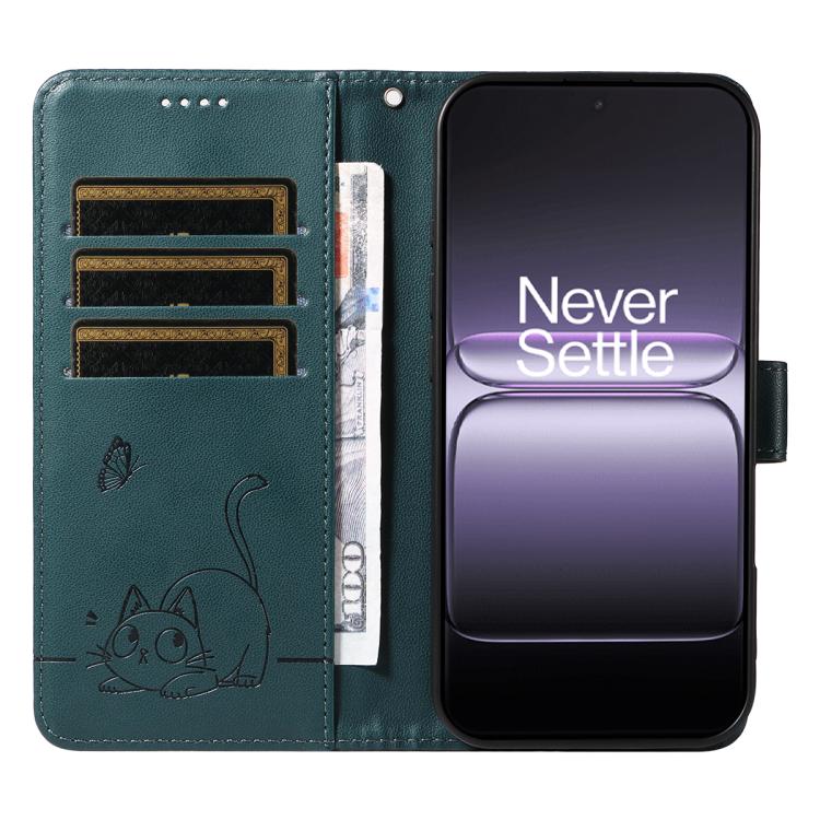 For OnePlus Ace 5 Ultra / Nord 5 Adorable Cat Embossed Pattern Flip Leather Phone Case