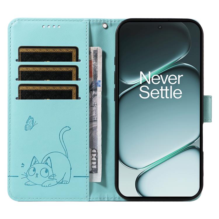 For OnePlus Ace 6 Adorable Cat Embossed Pattern Flip Leather Phone Case