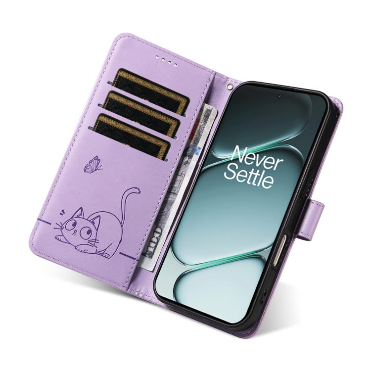 For OnePlus Ace 6 Adorable Cat Embossed Pattern Flip Leather Phone Case
