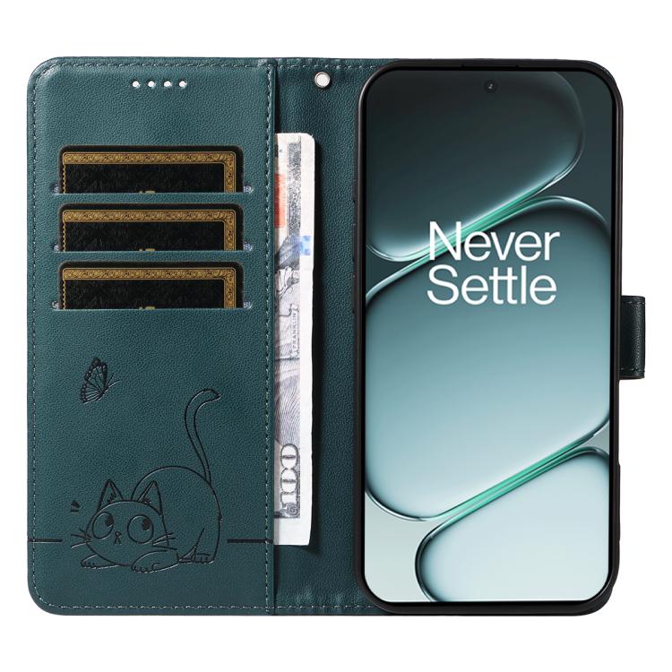 For OnePlus Ace 6 Adorable Cat Embossed Pattern Flip Leather Phone Case