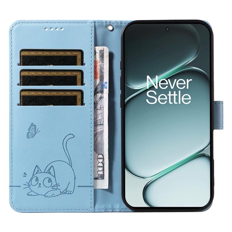 For OnePlus Ace 6 Adorable Cat Embossed Pattern Flip Leather Phone Case