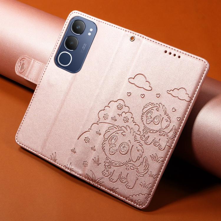 For vivo Y19s / Y29 5G / Y19s Pro Embossed Heart Dog RFID Blocking Wallet Leather Phone Case