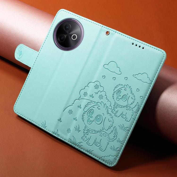 For vivo Y39 5G Embossed Heart Dog RFID Blocking Wallet Leather Phone Case