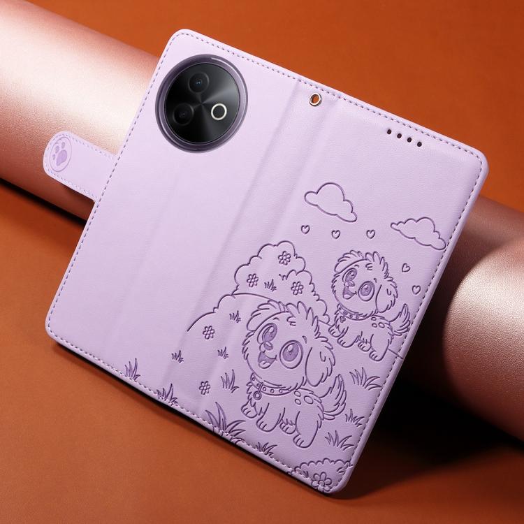 For vivo Y39 5G Embossed Heart Dog RFID Blocking Wallet Leather Phone Case