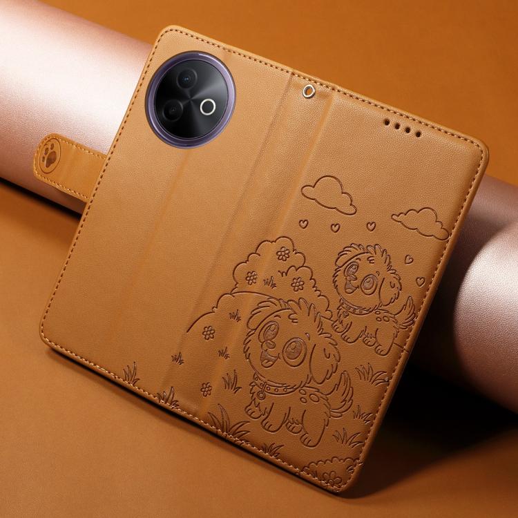 For vivo Y39 5G Embossed Heart Dog RFID Blocking Wallet Leather Phone Case