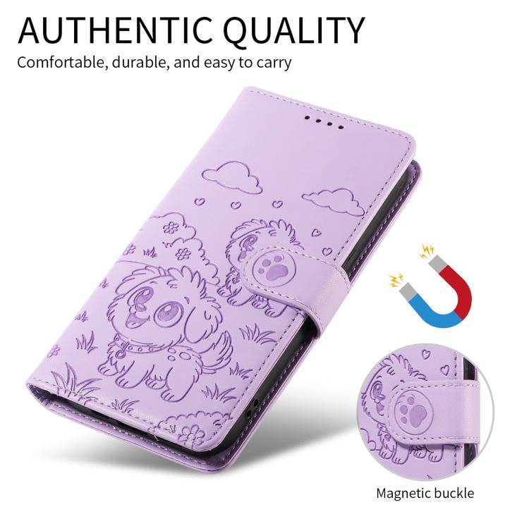 For Google Pixel 10 / 10 Pro / 9 / 9 Pro Embossed Heart Dog RFID Blocking Wallet Leather Phone Case