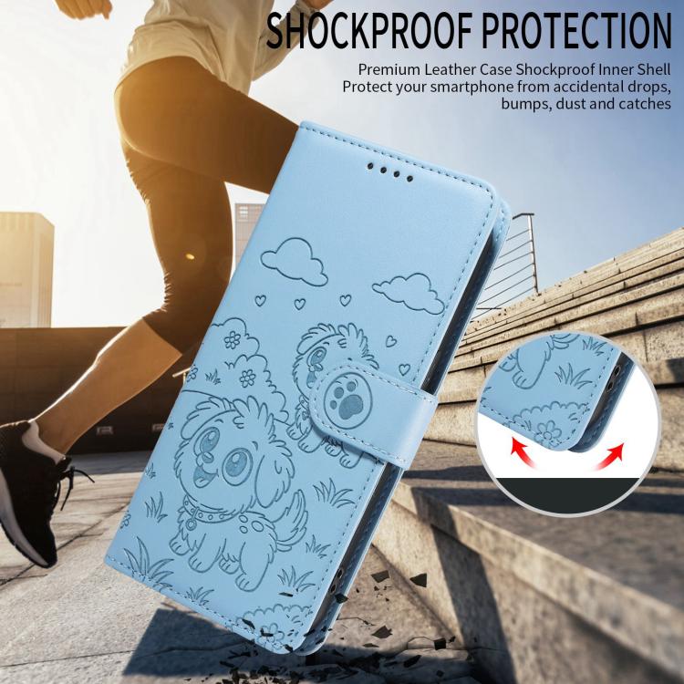 For Google Pixel 11 / 11 Pro Embossed Heart Dog RFID Blocking Wallet Leather Phone Case