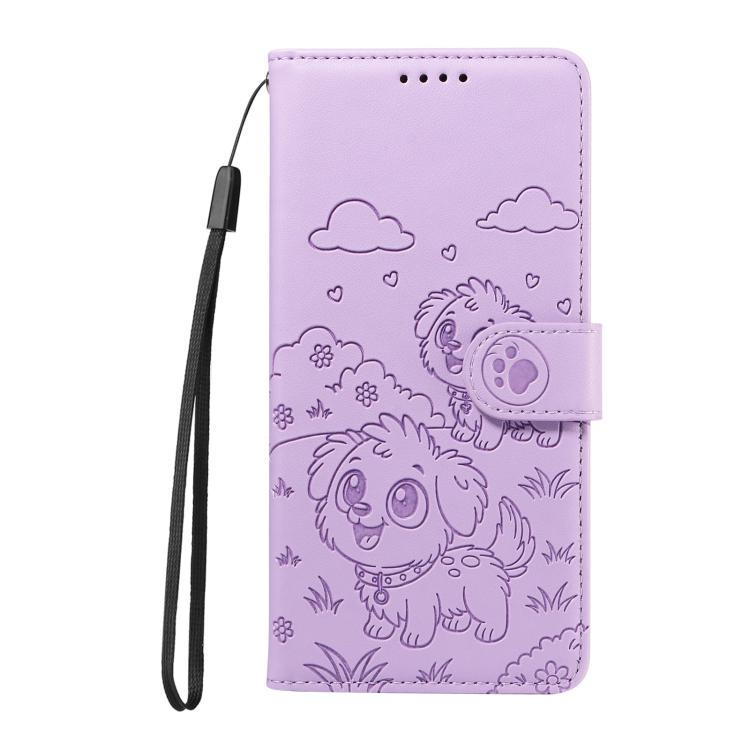 For Sony Xperia 10 V 2023 Embossed Heart Dog RFID Blocking Wallet Leather Phone Case
