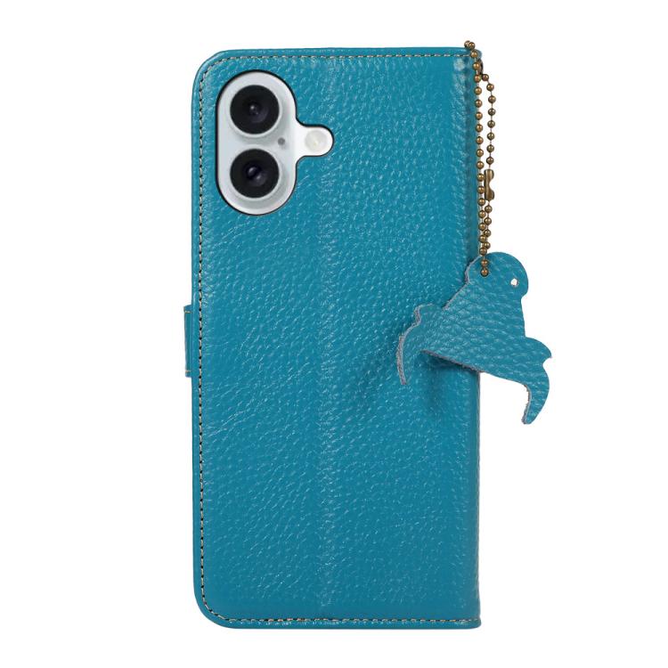 For iPhone 17 Genuine Leather Litchi Texture RFID Leather Phone Case