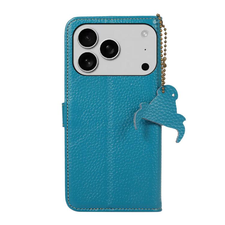 For iPhone 17 Pro Genuine Leather Litchi Texture RFID Leather Phone Case