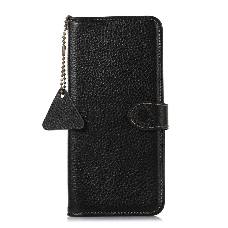 For iPhone 17 Pro Genuine Leather Litchi Texture RFID Leather Phone Case