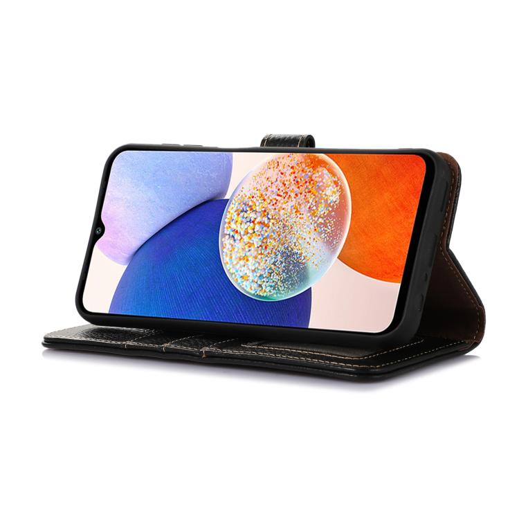 For iPhone 17 Pro Max Genuine Leather Litchi Texture RFID Leather Phone Case