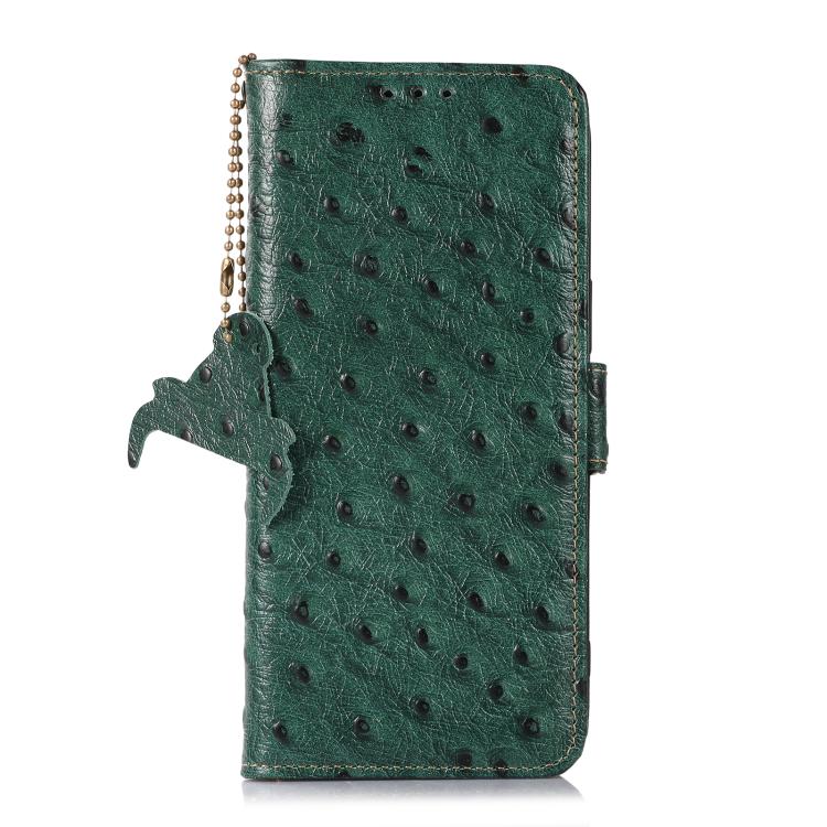 For iPhone 17 Ostrich Pattern Genuine Leather RFID Phone Case
