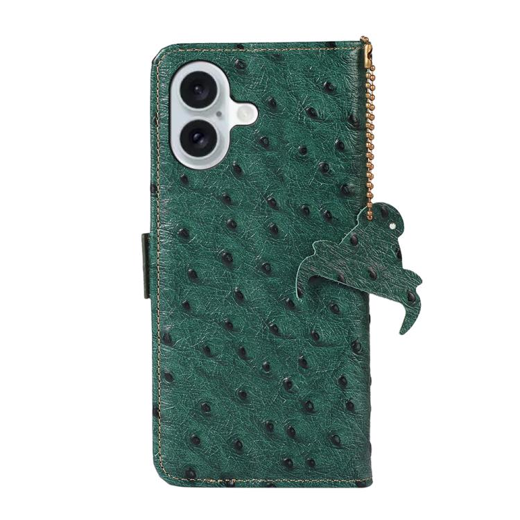 For iPhone 17 Ostrich Pattern Genuine Leather RFID Phone Case