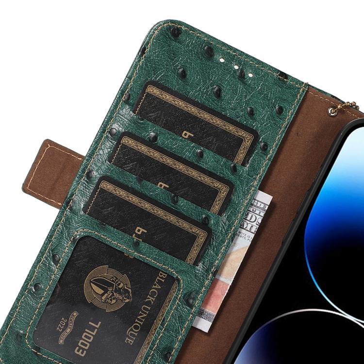 For iPhone 17 Ostrich Pattern Genuine Leather RFID Phone Case