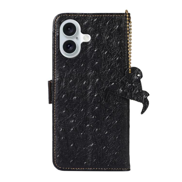 For iPhone 17 Ostrich Pattern Genuine Leather RFID Phone Case