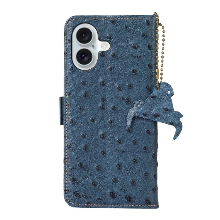 For iPhone 17 Ostrich Pattern Genuine Leather RFID Phone Case