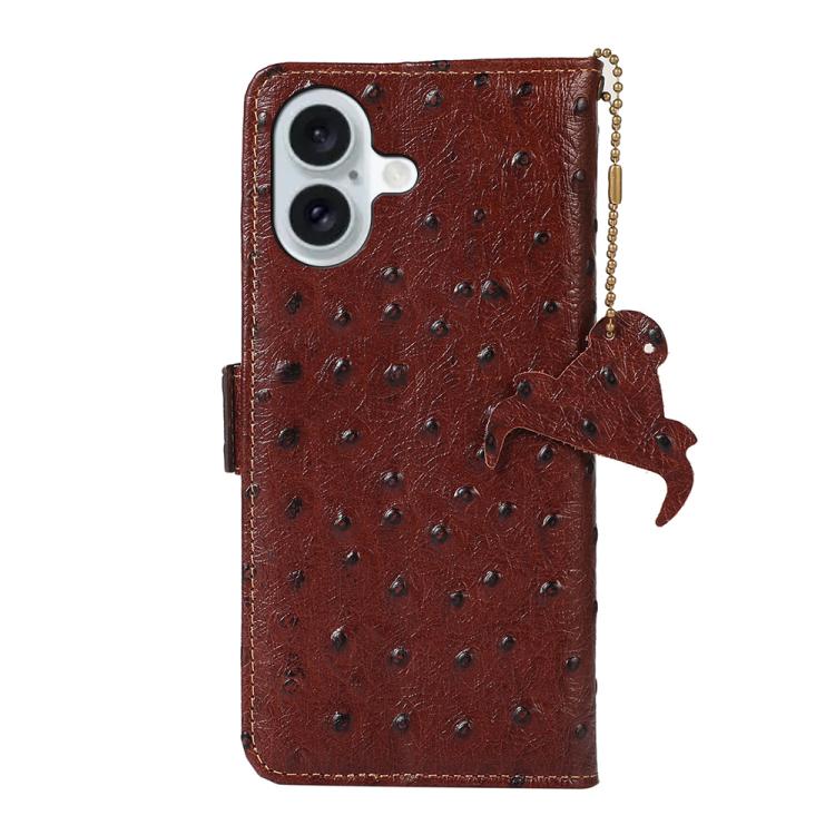 For iPhone 17 Ostrich Pattern Genuine Leather RFID Phone Case