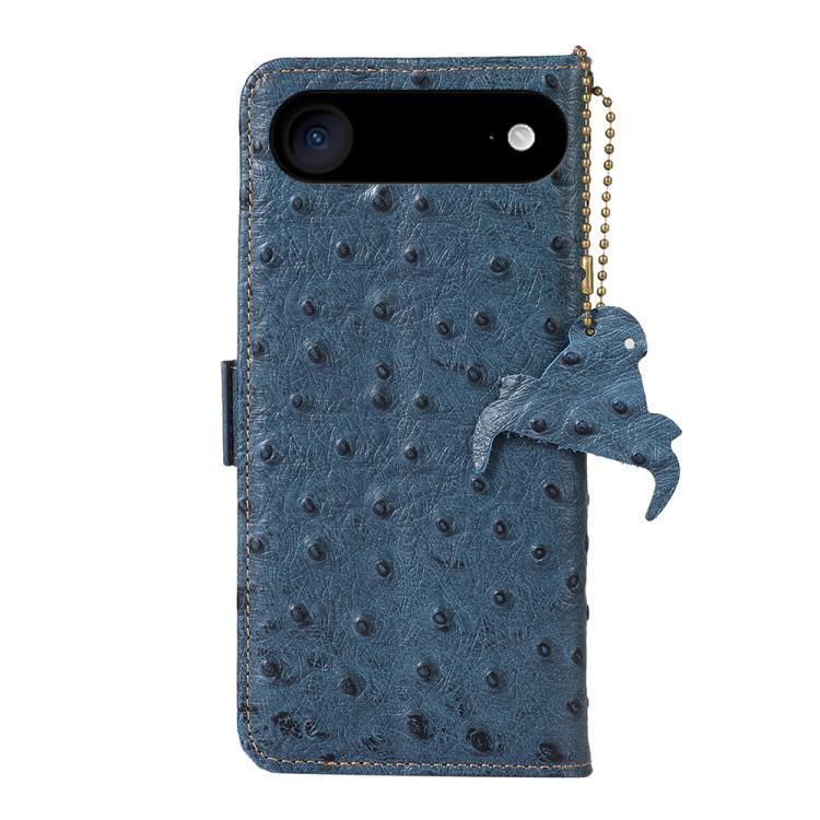 For iPhone Air Ostrich Pattern Genuine Leather RFID Phone Case
