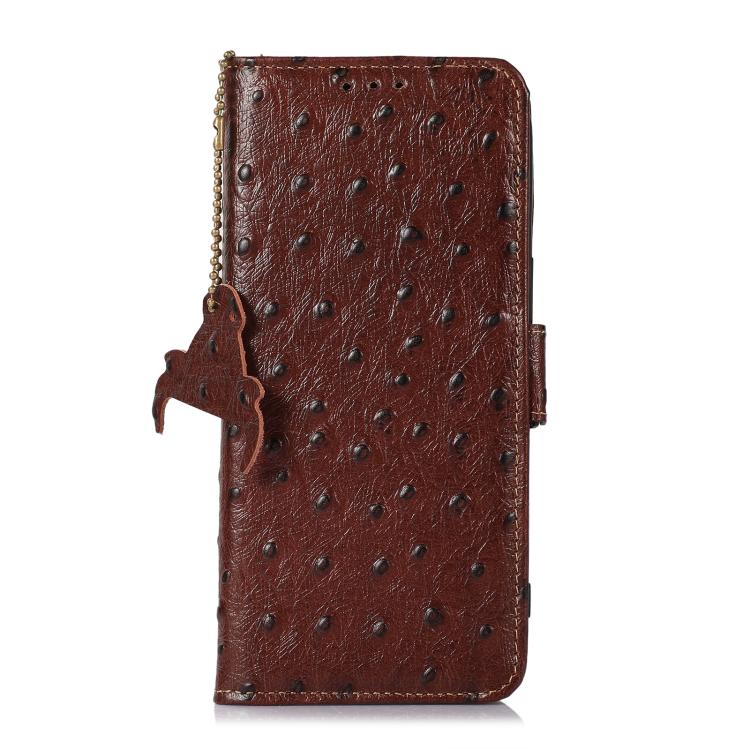 For iPhone 17 Pro Max Ostrich Pattern Genuine Leather RFID Phone Case