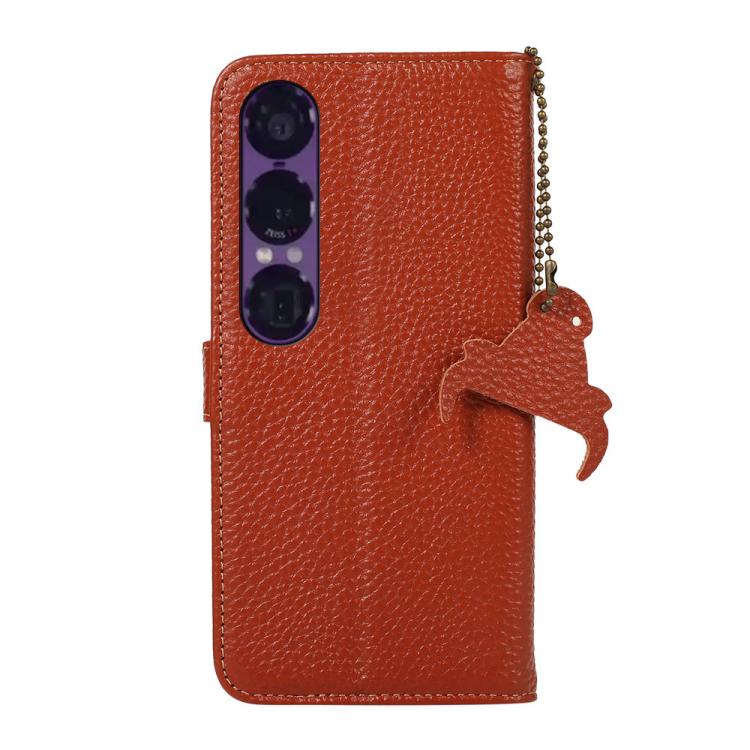 For Sony Xperia 1 VII Genuine Leather Litchi Texture RFID Leather Phone Case