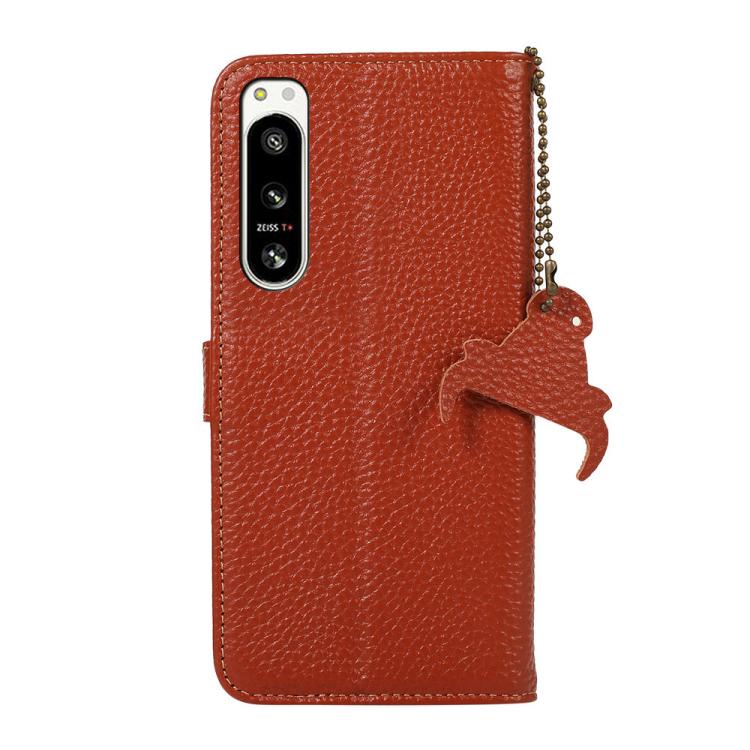 For Sony Xperia 5 IV Genuine Leather Litchi Texture RFID Leather Phone Case