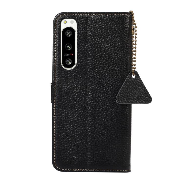 For Sony Xperia 5 IV Genuine Leather Litchi Texture RFID Leather Phone Case